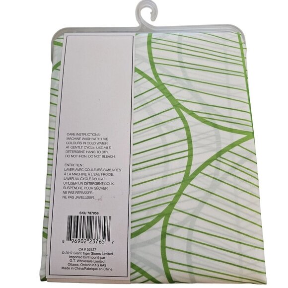 Home Styles Polyester Fabric Shower Curtain in Green & White Leaf Design - Picture 2 of 7